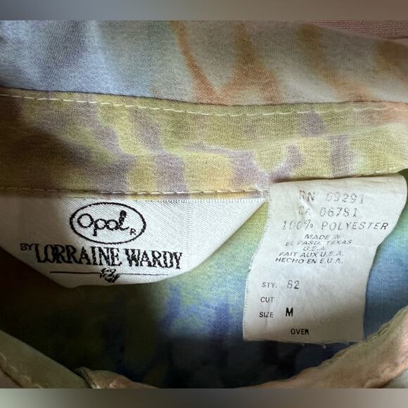 Vintage Opal by Lorraine Wardy Sheer Green Blue & Yellow Artsy Button Down - Med - Picture 5 of 12